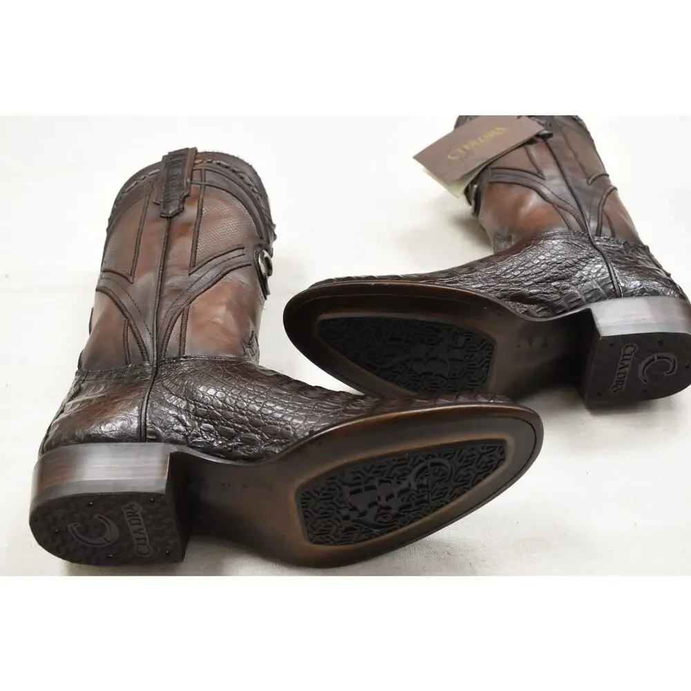 Cuadra Men's Brown Caiman Embroidery Laser Woven CU857 Size 8.5 Premium Leather